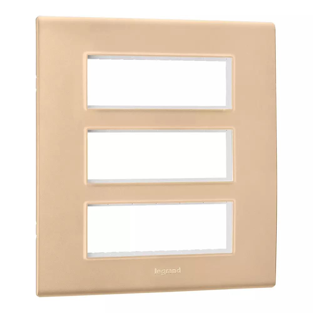 Legrand Cover Plate with Support Frame Allzy Golden 18 Module, 6813 43 (Pack of 10)