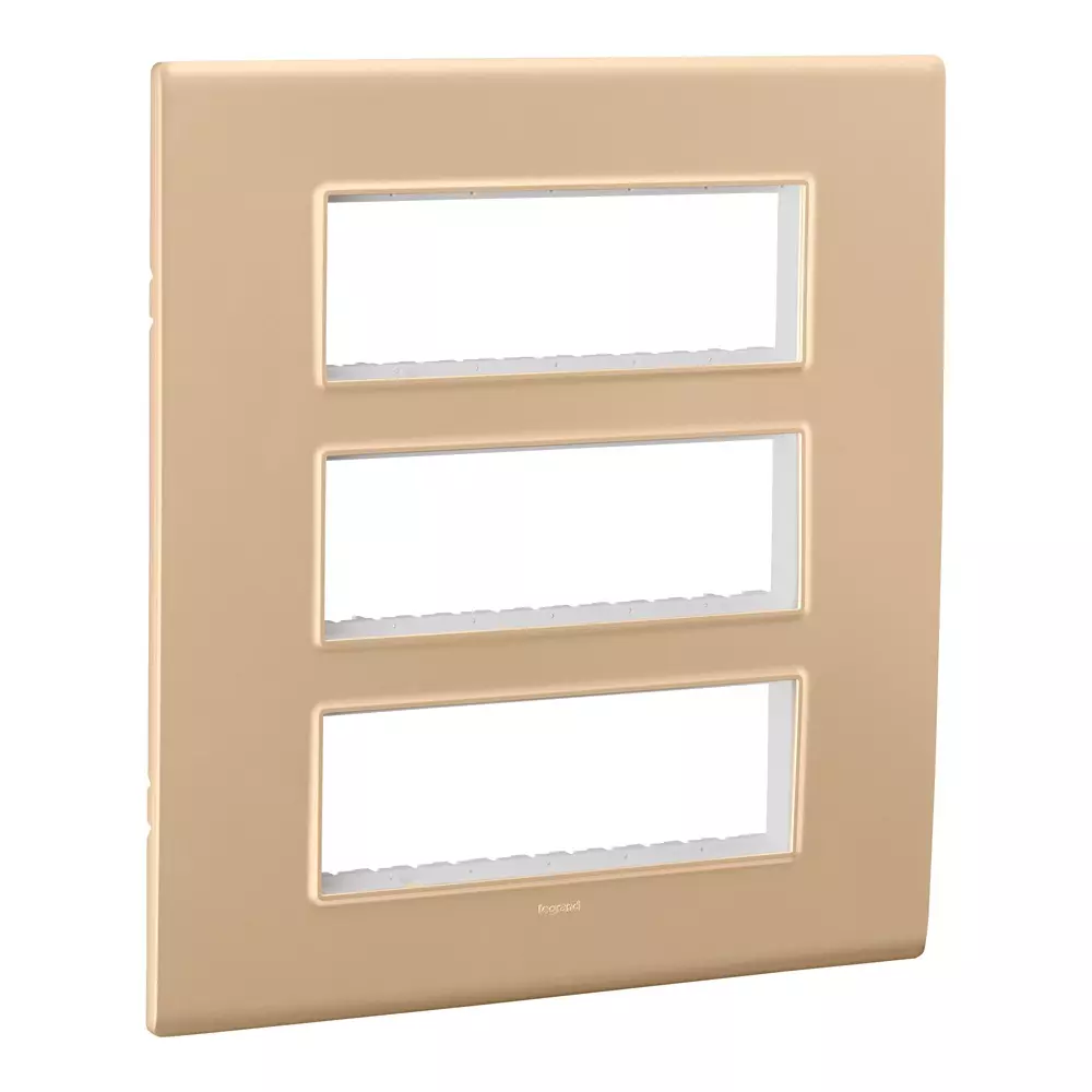 Legrand Cover Plate with Support Frame Allzy Golden 18 Module, 6813 43 (Pack of 10)