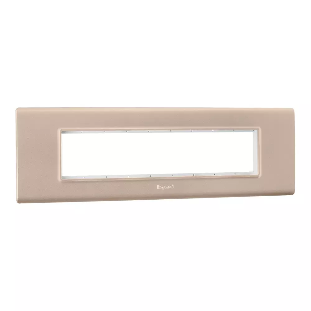 Legrand Cover Plate with Support Frame Allzy Aluminium Champagne 9 Module, 6813 51 (Pack of 5)