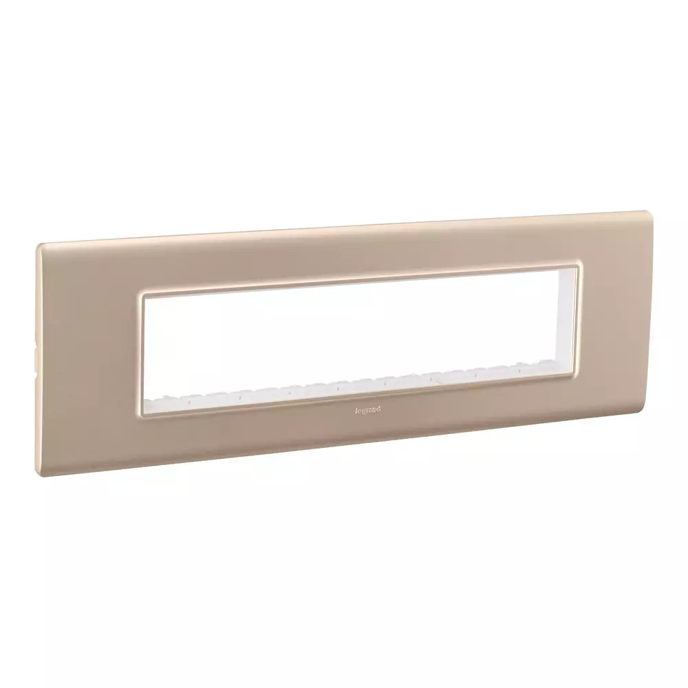 Legrand Cover Plate with Support Frame Allzy Aluminium Champagne 9 Module, 6813 51 (Pack of 5)