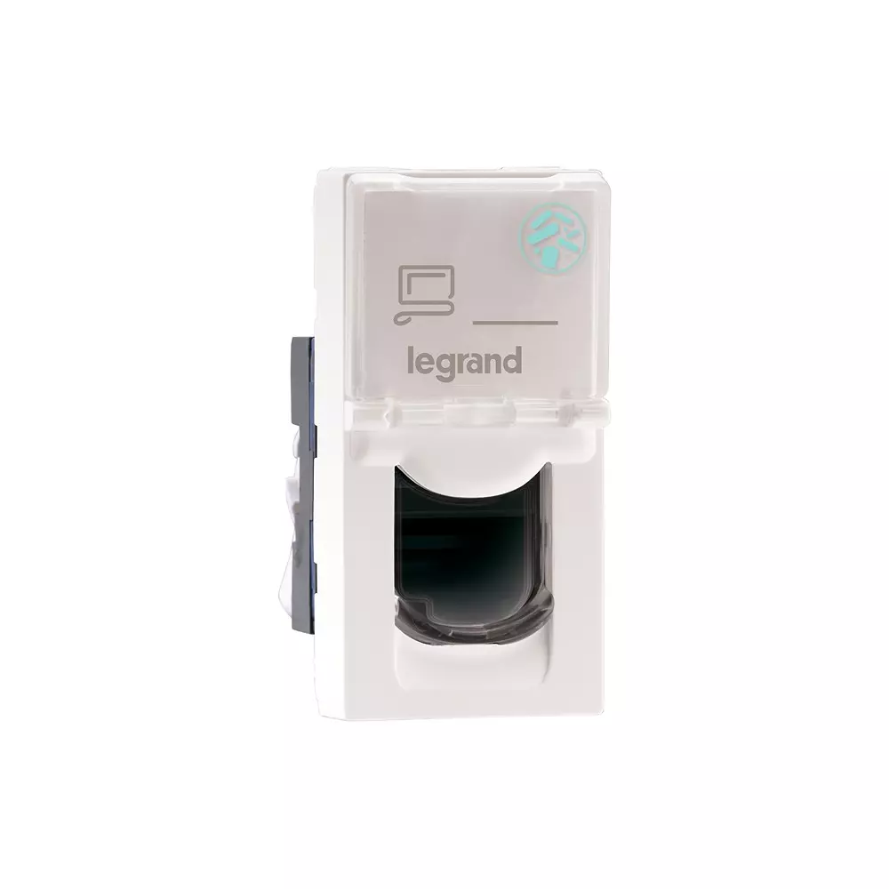 Legrand Anti - Bacterial RJ45 Information Socket Cat 6 Myrius Classic White 1 Module, 6793 32