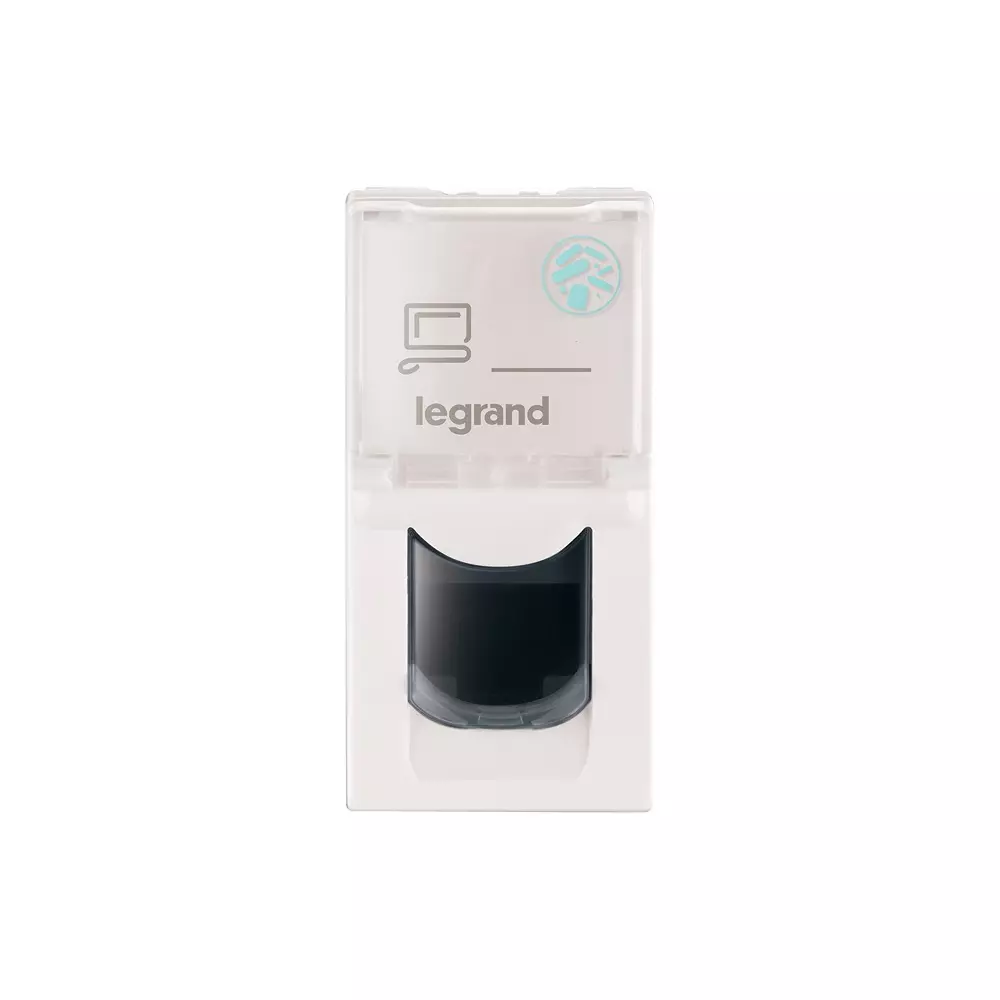 Legrand Anti - Bacterial RJ45 Information Socket Cat 6 Myrius Classic White 1 Module, 6793 32