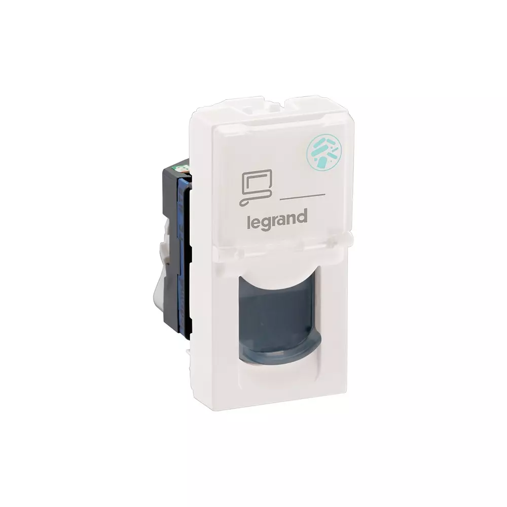 Legrand Anti - Bacterial RJ45 Information Socket Cat 6 Myrius Classic White 1 Module, 6793 32