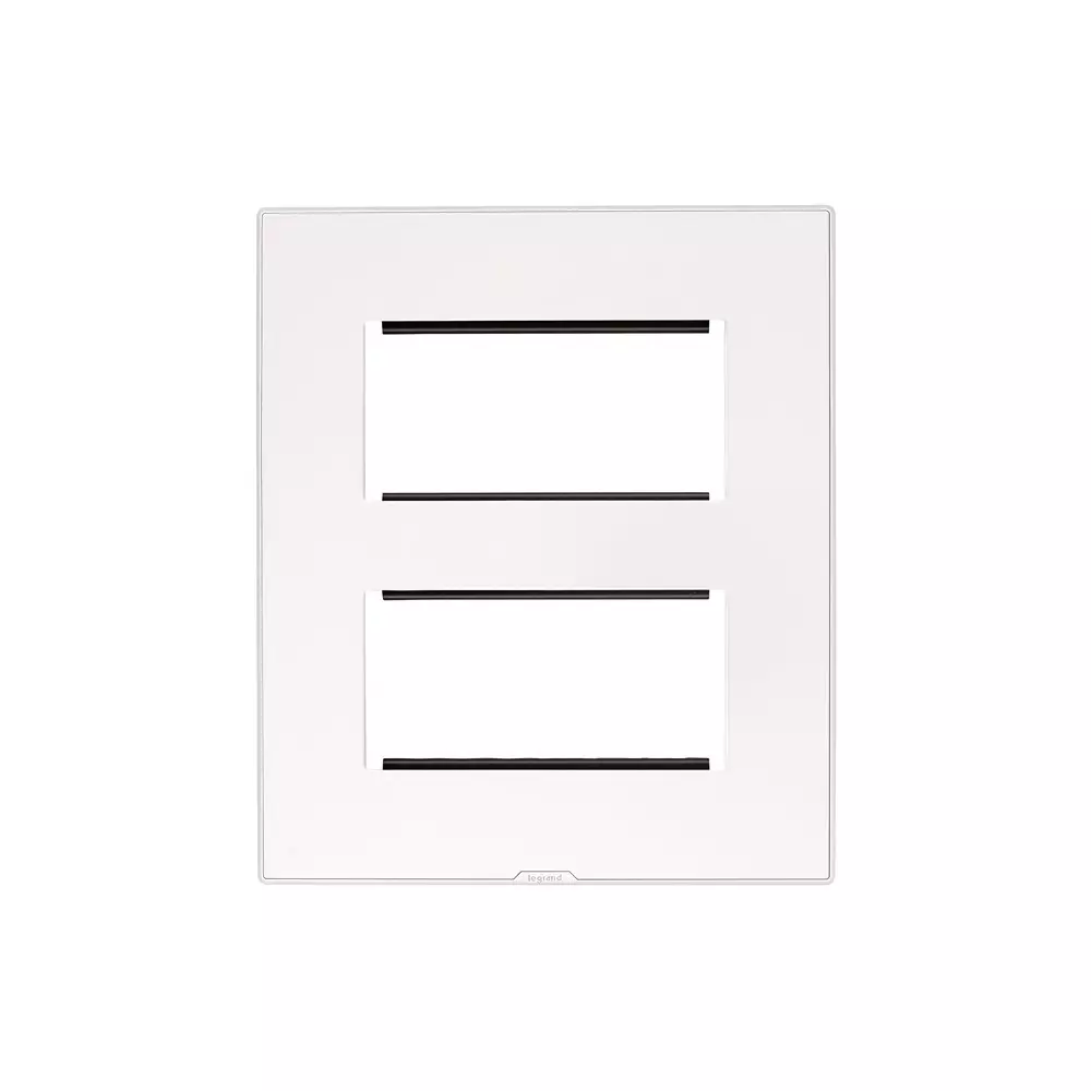 Legrand Cover Plate with Support Frame Myrius Classic White 2*4 Module, 6795 09 (Pack of 5)