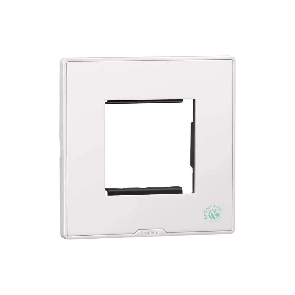 Legrand Anti-Bacterial Cover Plate with Support Frame Myrius Classic White