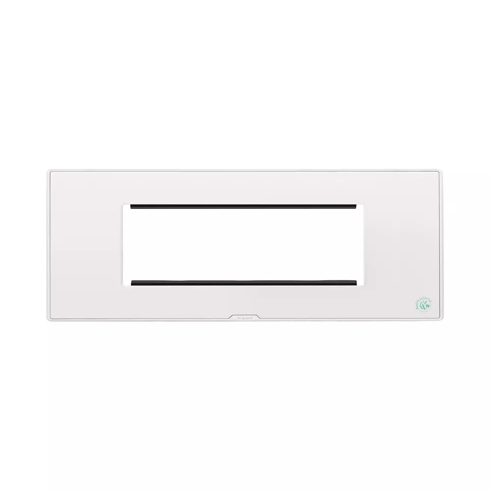 Legrand Anti-Bacterial Cover Plate with Support Frame Myrius Classic White 6 Module, 6793 46 (Pack of 5)