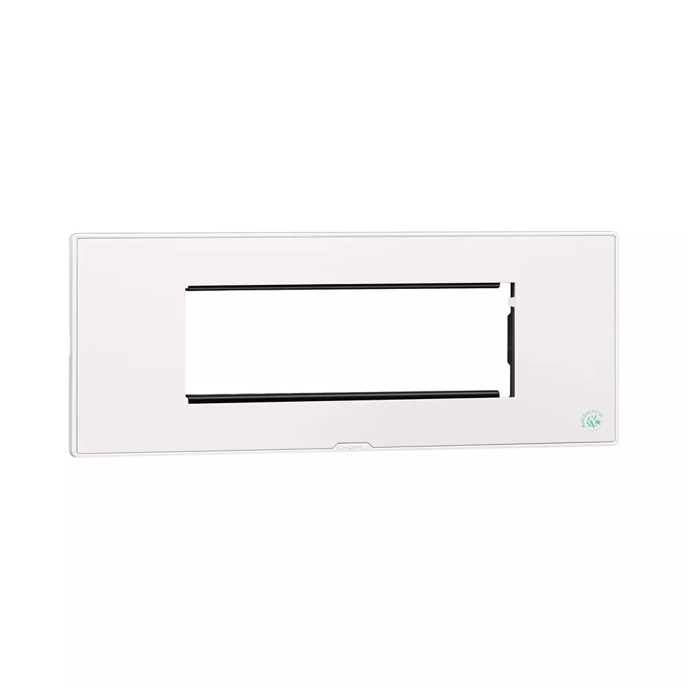 Legrand Anti-Bacterial Cover Plate with Support Frame Myrius Classic White 6 Module, 6793 46 (Pack of 5)