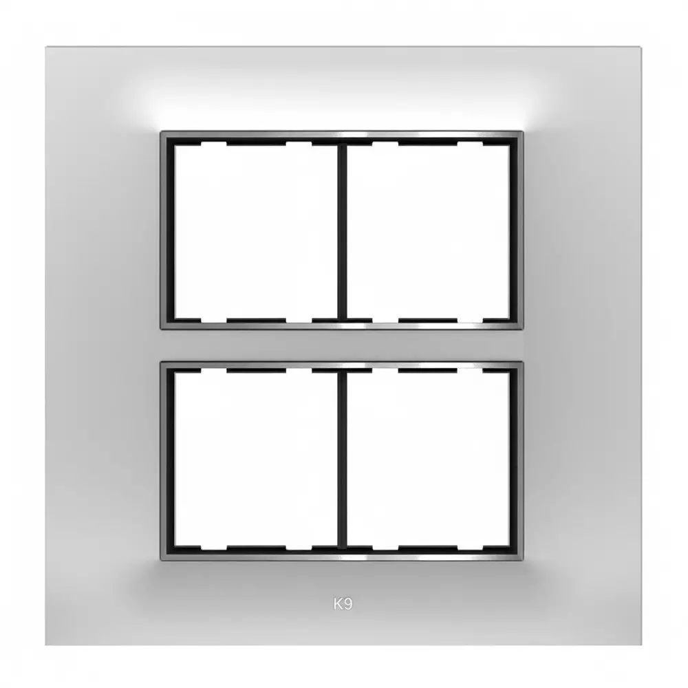 K9 Euro Cover Plate With Base Frame Chromeline 8 Module (Square) White, 9176 (Pack of 5)