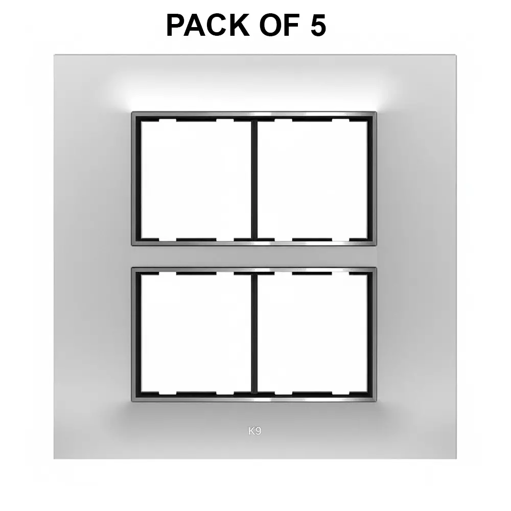 K9 Euro Cover Plate With Base Frame Chromeline 8 Module (Square) White, 9176 (Pack of 5)