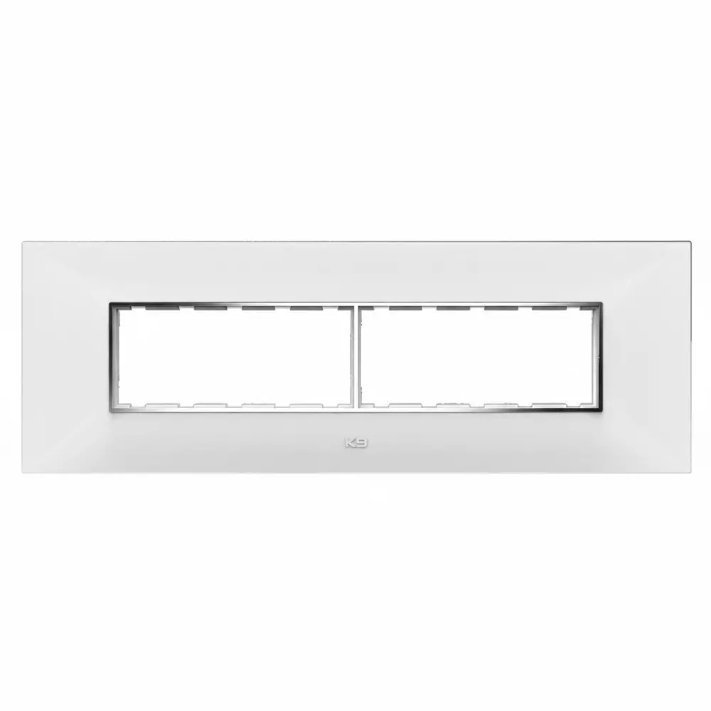K9 Euro Cover Plate With Base Frame I-Wood Chrome 12 Module (Horizontal) White, 9508 (Pack of 10)