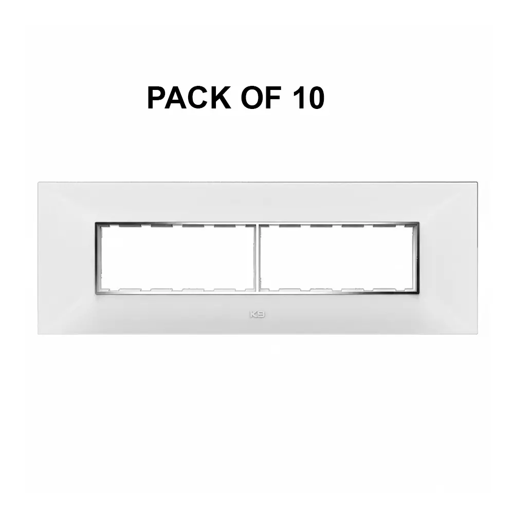 K9 Euro Cover Plate With Base Frame I-Wood Chrome 12 Module (Horizontal) White, 9508 (Pack of 10)