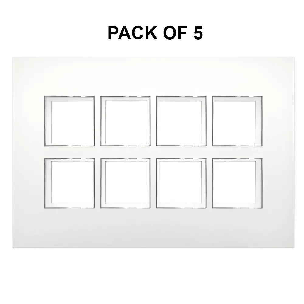 K9 Evoq Cover Plate With Base Frame Delta Chrome 16 Module White, 9330 (Pack of 5)