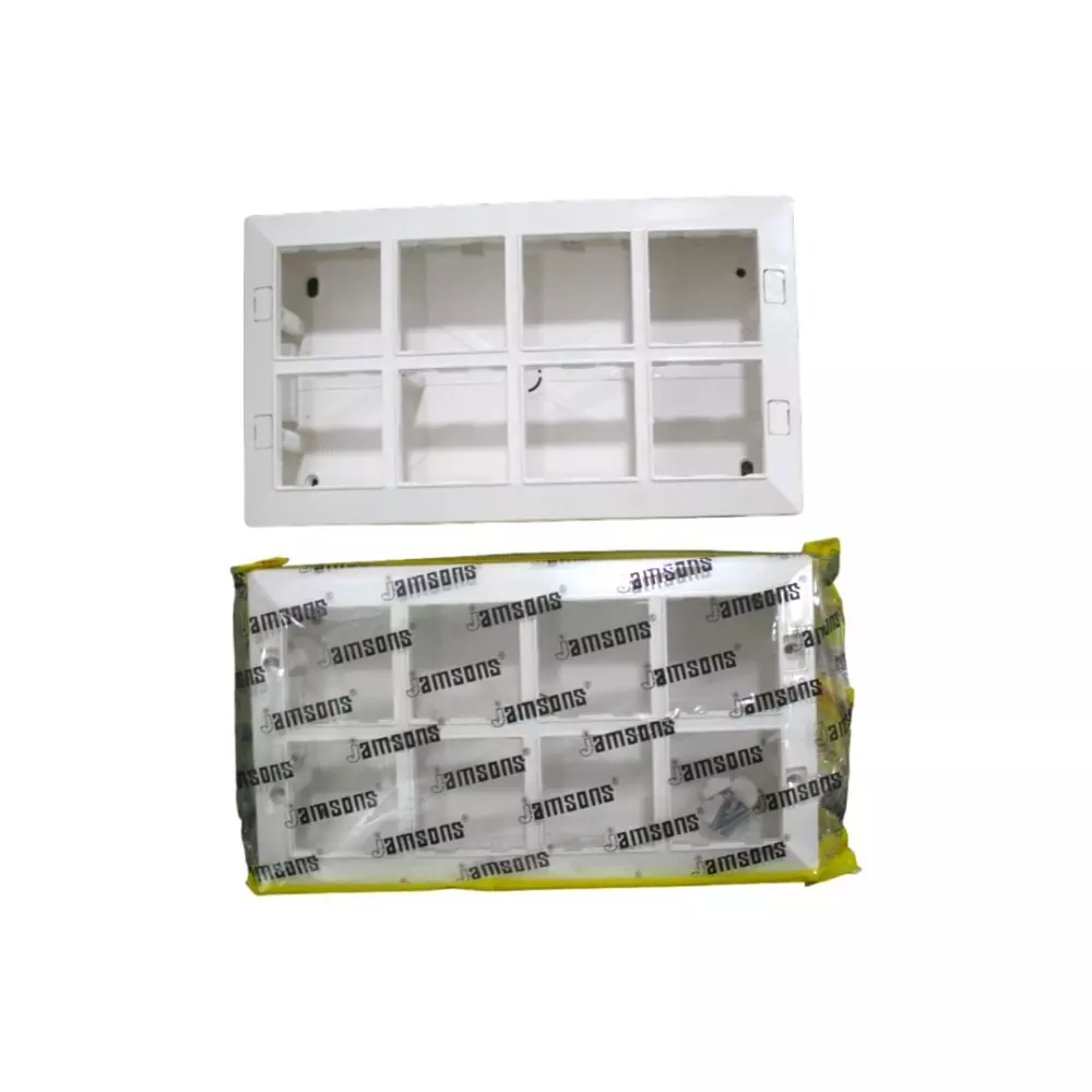 JAMSONS Surface Box with Plate 16 Module Vargin ABS White Color, JM-063 (Pack of 5)
