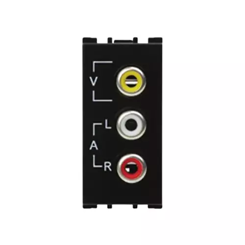 Anchor Roma Urban Support Modules Audio Video Socket 3 Pin Round Socket 1 Module Black for Homes, Offices & Commercial Use, 66712B
