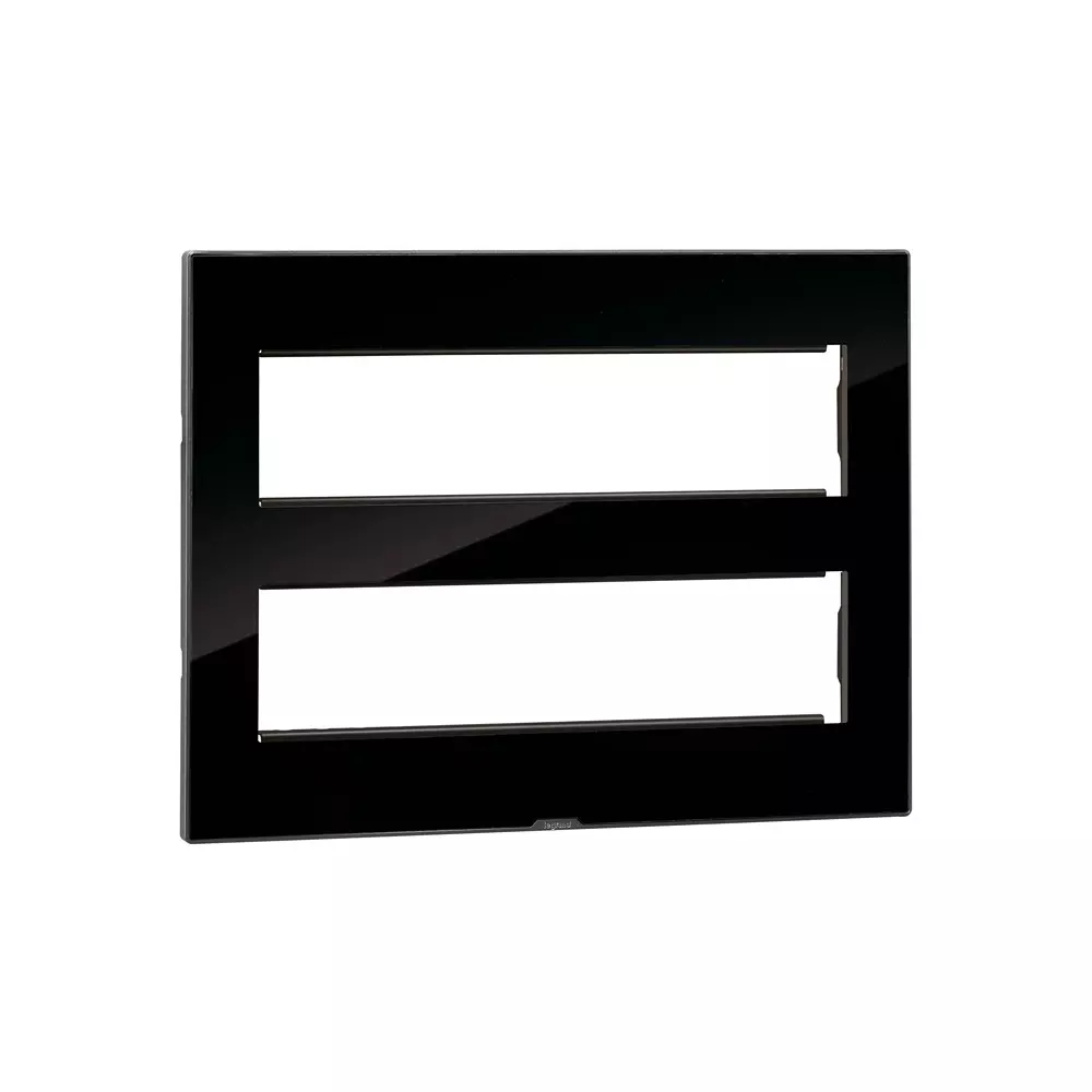 Legrand Myrius Series 16 M Modular Cover Plate with Frame High Grade Polycarbonate Ice Black, 6795 56