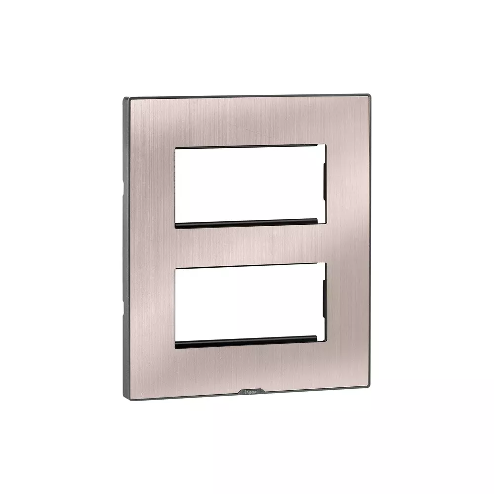 Legrand Myrius Series 2x4 M Modular Cover Plate with Frame High Grade Polycarbonate Pearl Champagne, 6795 69