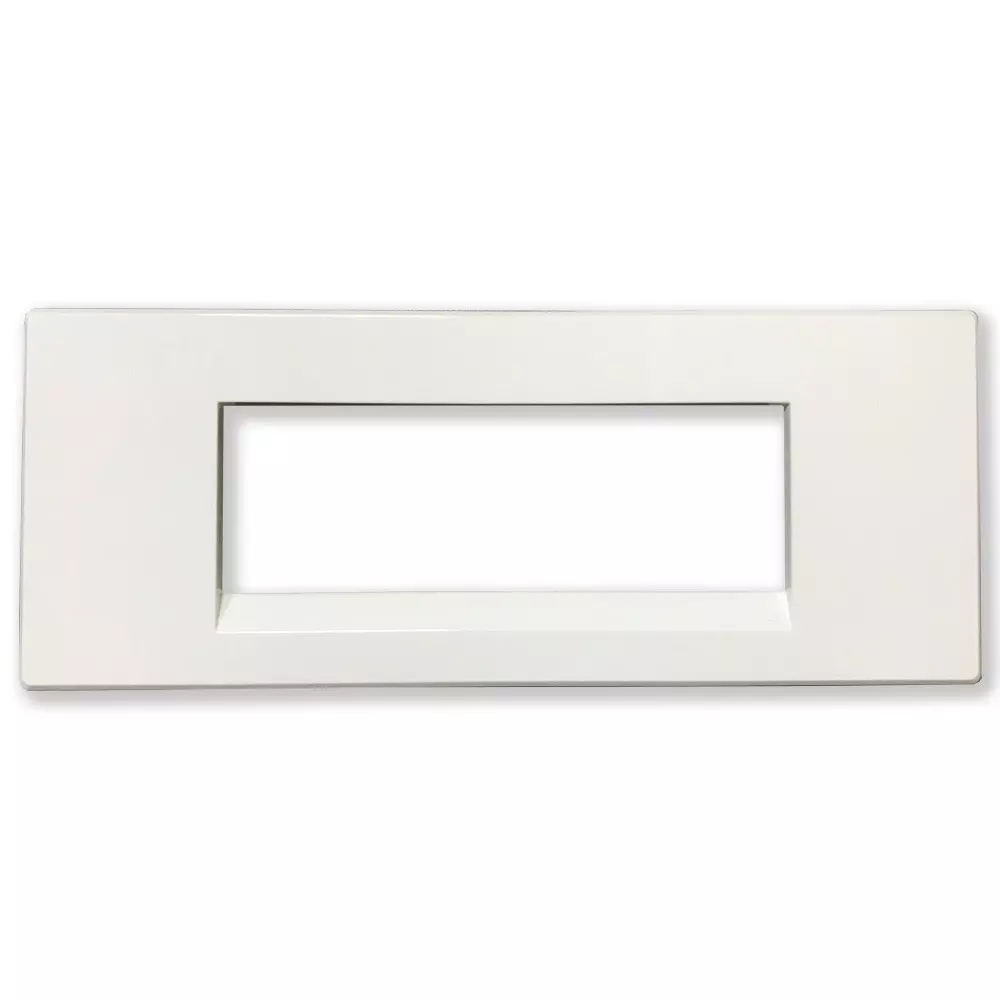 L&T [ Lauritz Knudsen ] Englaze Plastic Cover Plate With Plastic Grid Frame Snow White Color 6 Module, CB92106FW00