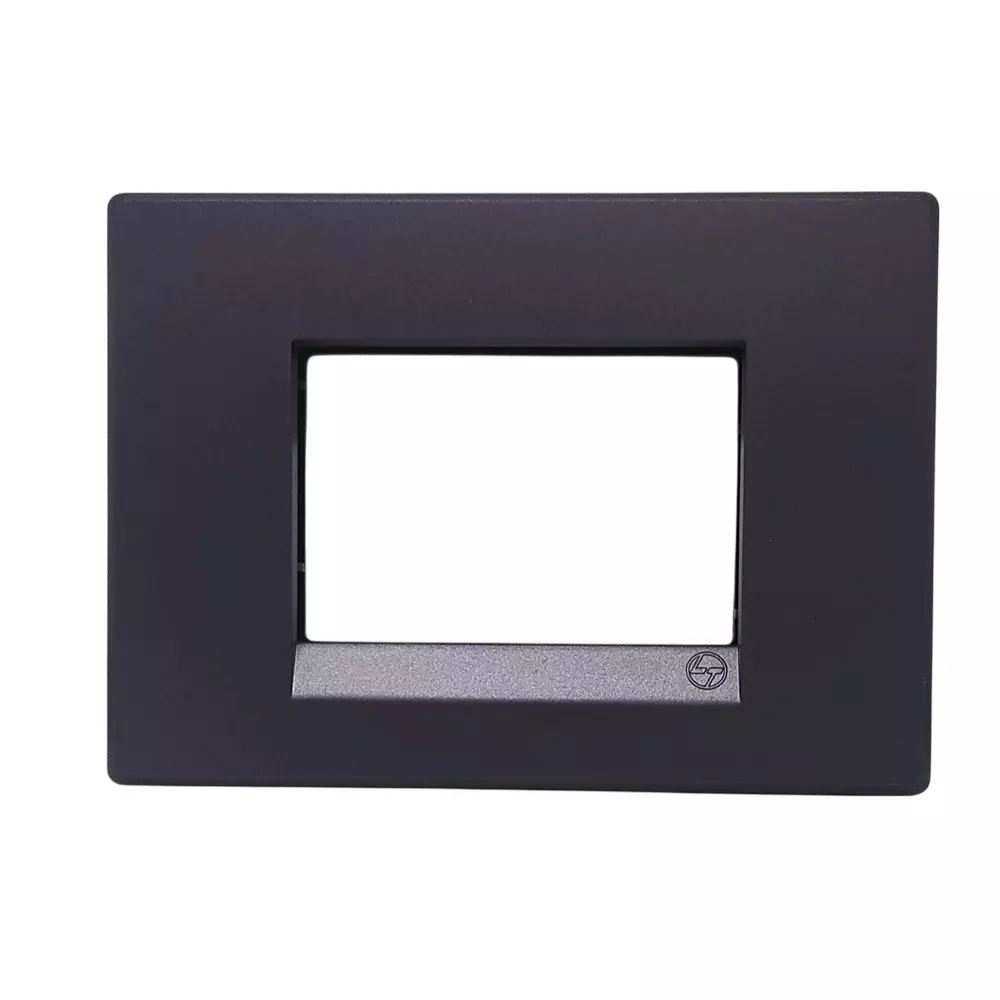 L&T [ Lauritz Knudsen ] Englaze Plastic Cover Plate With Plastic Grid Frame Mountain Grey Color 3 Module, CB92103FM01