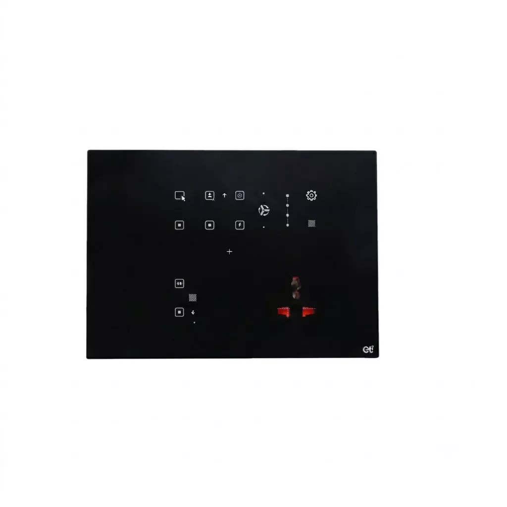 ETI Smart Touch Switch Panel With Universal Socket Single Phase 10 A Current Multi Module Touch Panel Rectangular Shape Black Wall Mounted for Home, Office