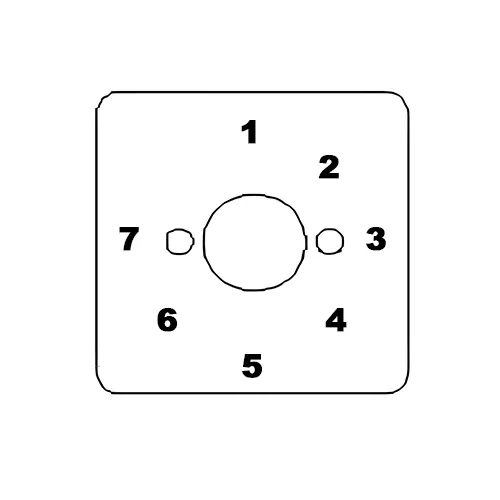 Kaycee DC Rotary Cam Switch 7 Way No-Off 45° 6 Amp 2 Pole, 7TD24GYR