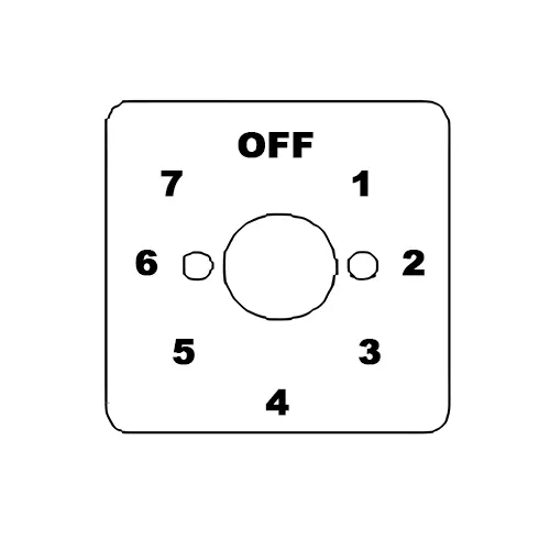 Kaycee DC Rotary Cam Switch 7 Way With-Off 45° 6 Amp 3 Pole, 12TD34GOYR
