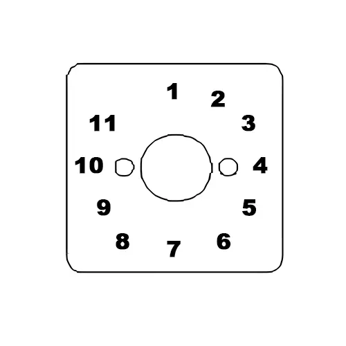 Kaycee DC Rotary Cam Switch 11 Way No-Off 30° 25 Amp 1 Pole, 6MD13LGB