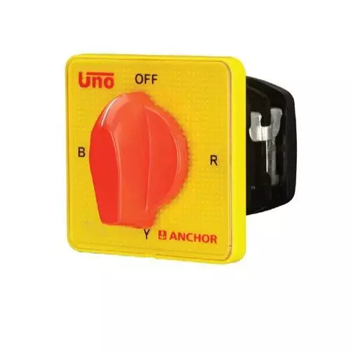 Anchor UNO Rotary Switch Front Panel & Enclosure Mounting Yellow & Black 32 A Current Rating,98652