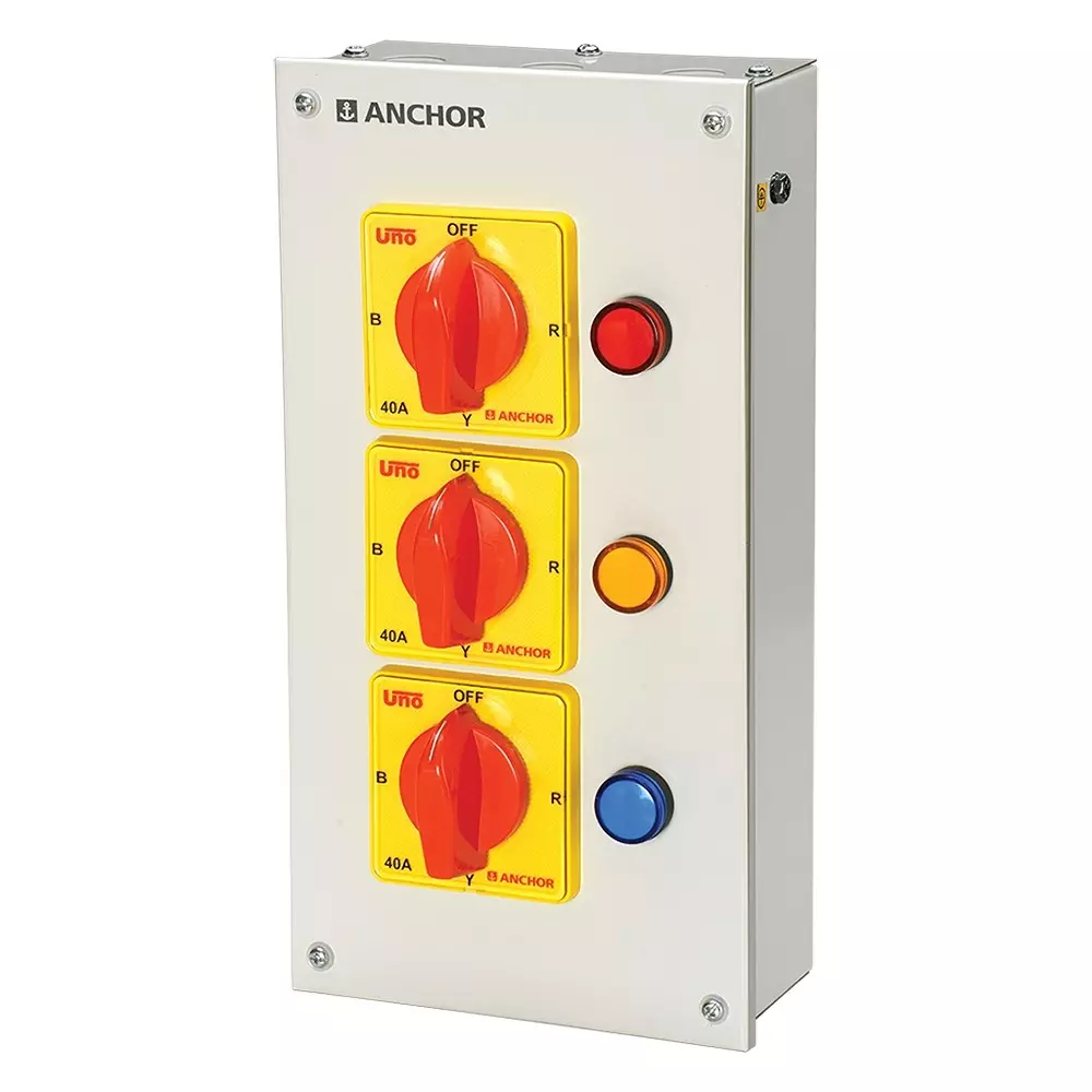 Anchor UNO Rotary Switch Enclosure 3 Rotary Angle Wall-Mounted White 63 A Current Rating, 98460