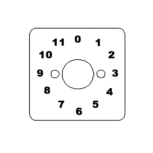 Kaycee AC Rotary Cam Switch 11 Way With - Off 30° 25 Amp 1 Pole, 6V13LO/NYR
