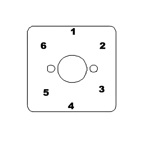 Kaycee AC Rotary Cam Switch Six Way, No Off 60° 10 Amp 3 Pole, 9S36FGB