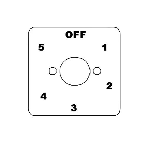 Kaycee AC Rotary Cam Switch Five Way, With Off 60° 25 Amp 2 Pole, 6V26EO/NGB