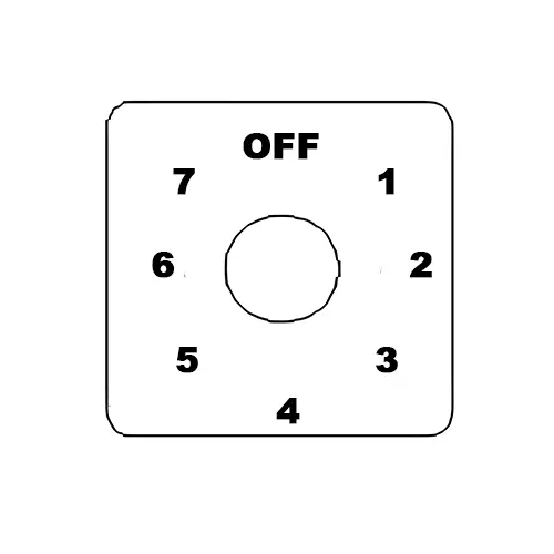 Kaycee Rotary Cam Switch 7 Way With-Off 40° 32 Amp 1 Pole, N4W14GO