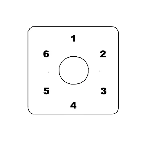 Kaycee Rotary Cam Switch 6 Way No-Off 60° 40 Amp 2 Pole, N6X26F