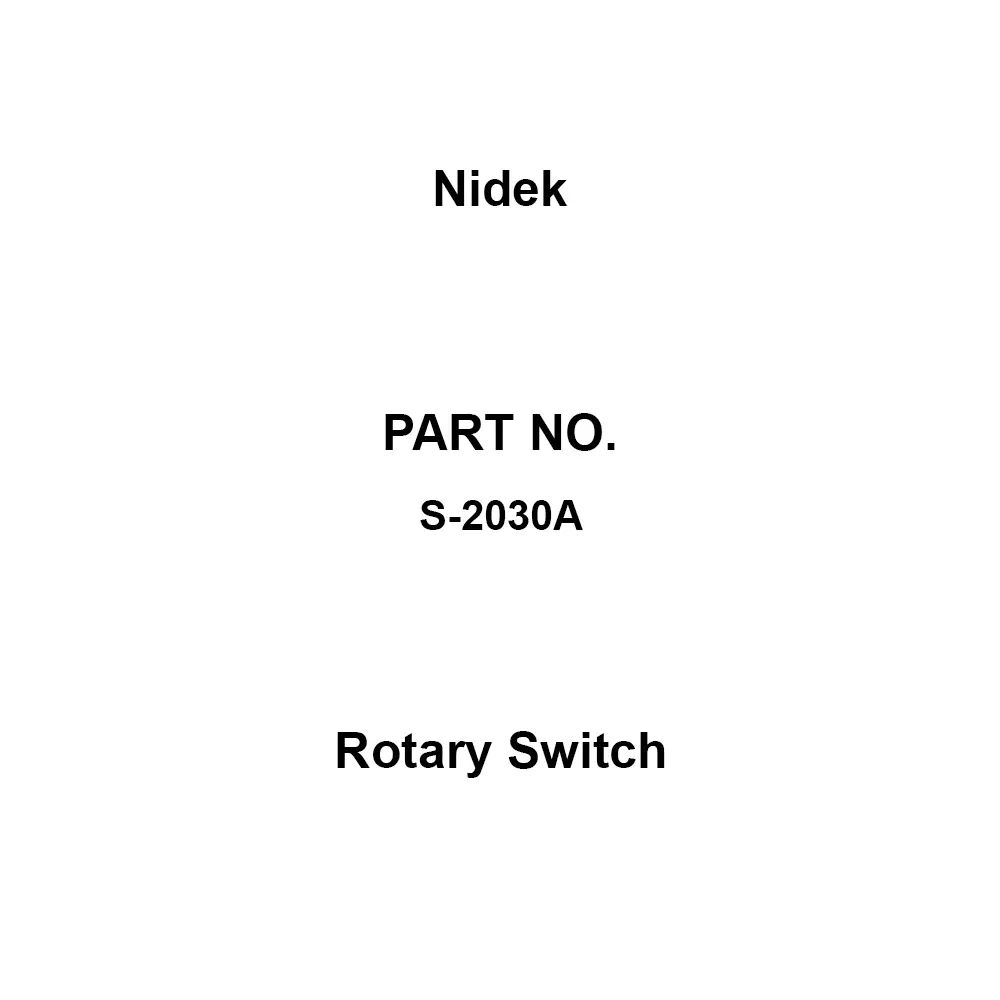 Nidek Rotary Switch 100 mΩ ohm Contact Resistance 1000 mohm Insulation Resistance AC300 V Withstand Voltage, S-2030A (Pack of 50)