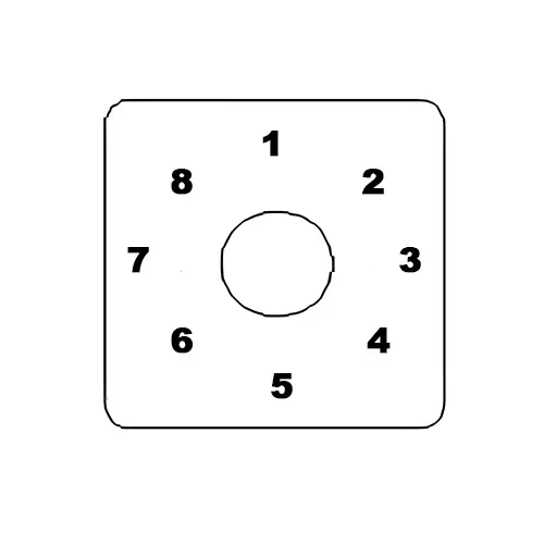 Kaycee Rotary Cam Switch 8 Way No-Off 45° 16 Amp 1 Pole, N4U14H