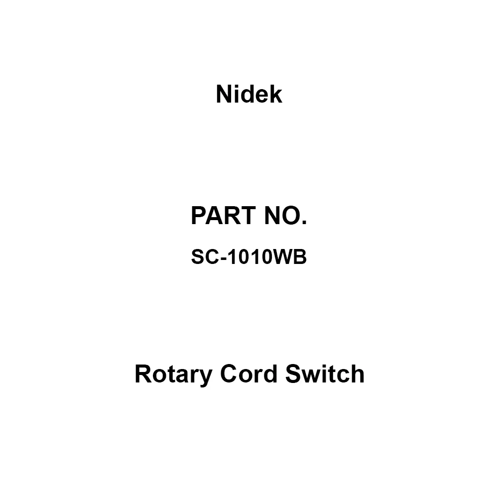 Nidek Rotary Cord Switch 85℃, 96 h Heat Resistance (Minimum) 1000 (DC100 V) mohm Insulation Resistance, SC-1010WB