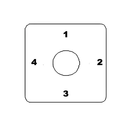 Kaycee Rotary Cam Switch 4 Way No-Off 90° 63 Amp 2 Pole, N4Y29D