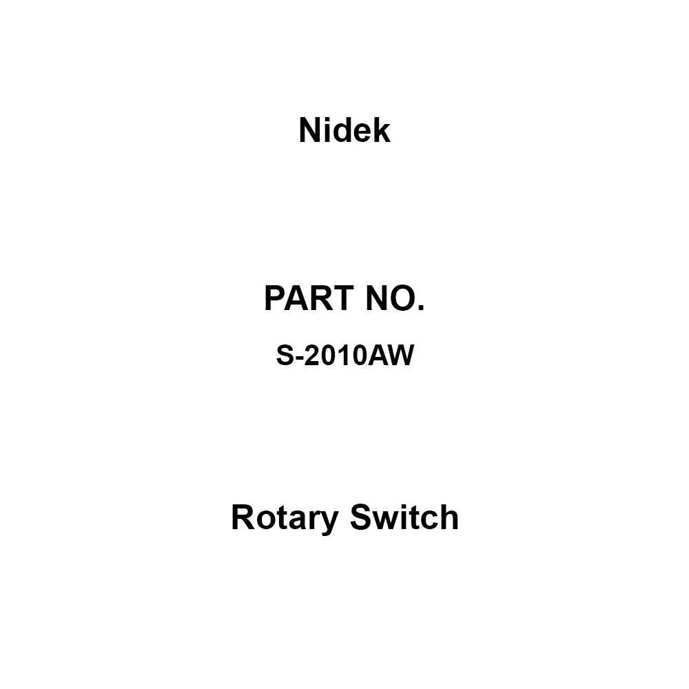 Nidek Rotary Switch 100 mΩ ohm Contact Resistance 1000 mohm Insulation Resistance AC300 V Withstand Voltage, S-2010AW (Pack of 50)