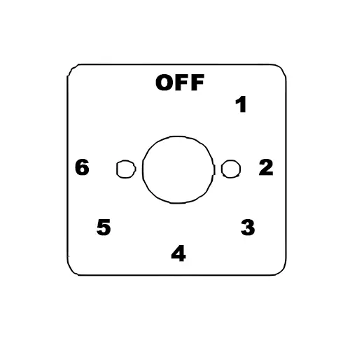 Kaycee AC Rotary Cam Switch Six Way, With Off 45° 25 Amp 2 Pole, 7V24FO/NGB