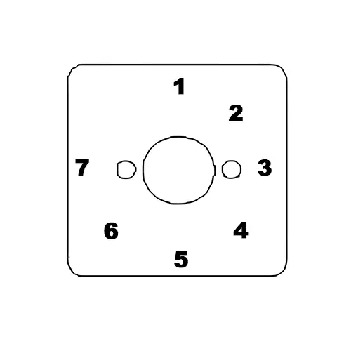 Kaycee AC Rotary Cam Switch Seven Way, No Off 45° 25 Amp 1 Pole, 4V14G/NGB