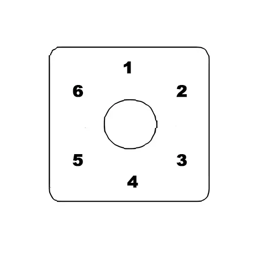 Kaycee Rotary Cam Switch 6 Way No-Off 60° 6 Amp 3 Pole, N9R36F