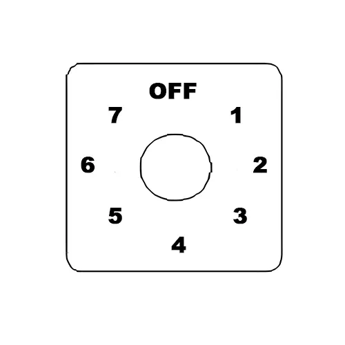 Kaycee Rotary Cam Switch 7 Way with-Off 45° 25 Amp 1 Pole, N4V14GO