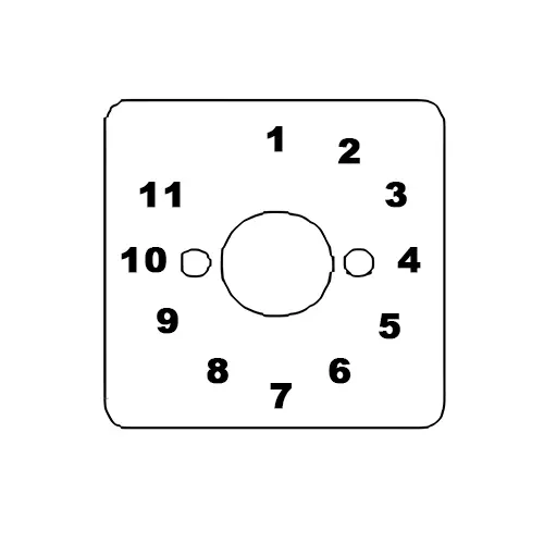Kaycee AC Rotary Cam Switch 11 Way No- Off 30° 10 Amp 1 Pole, 6S13LGB