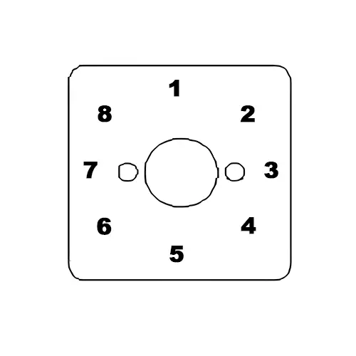 Kaycee AC Rotary Cam Switch 8 Way No- Off 45° 12 Amp 1 Pole, 4T14HGB