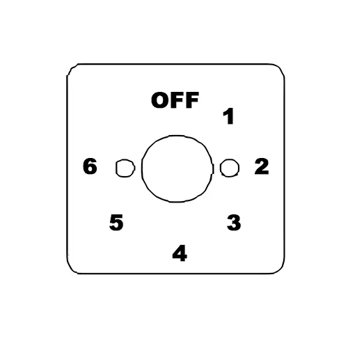 Kaycee DC Rotary Cam Switch 6 Way with-Off 45° 6 Amp 2 Pole, 7TD24FOGB