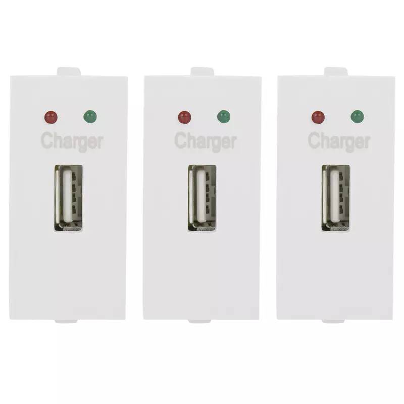 Cona 9536 1.5A White USB Charger Socket Pack of 3