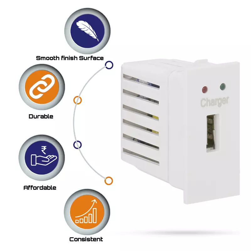 Cona 9536 1.5A White USB Charger Socket Pack of 3