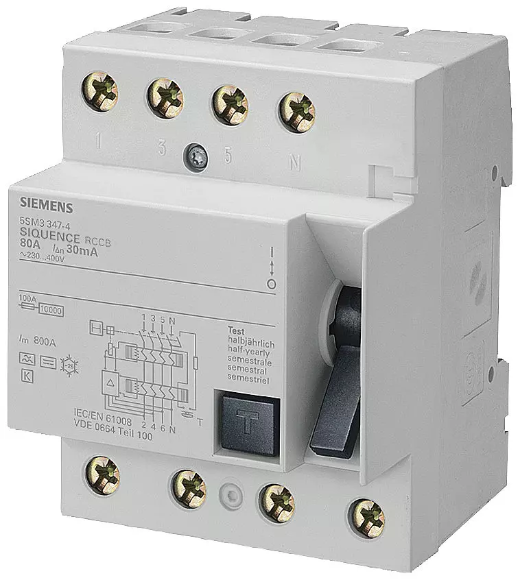 Siemens 5SM34456RC 125 A 100 mA Residual Current Circuit Breaker