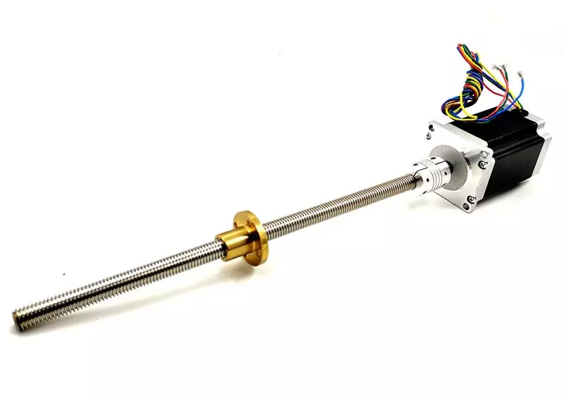 Invento Nema 23 25 Kg-cm Stepper Motor + Flexible coupling + 500mm (0.5 Mtr.tr) 12mm T12 TR12 2mm Pitch Lead Screw + Brass Nut ISC 1179-X5