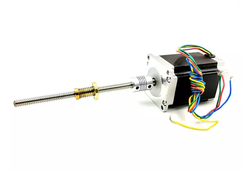 Invento 3.6 VDC Nema 23 25 Kg-cm Stepper Motor + Flexible coupling + 2 mm Pitch Lead Screw + Antibacklash Nut, Series ISC 1177